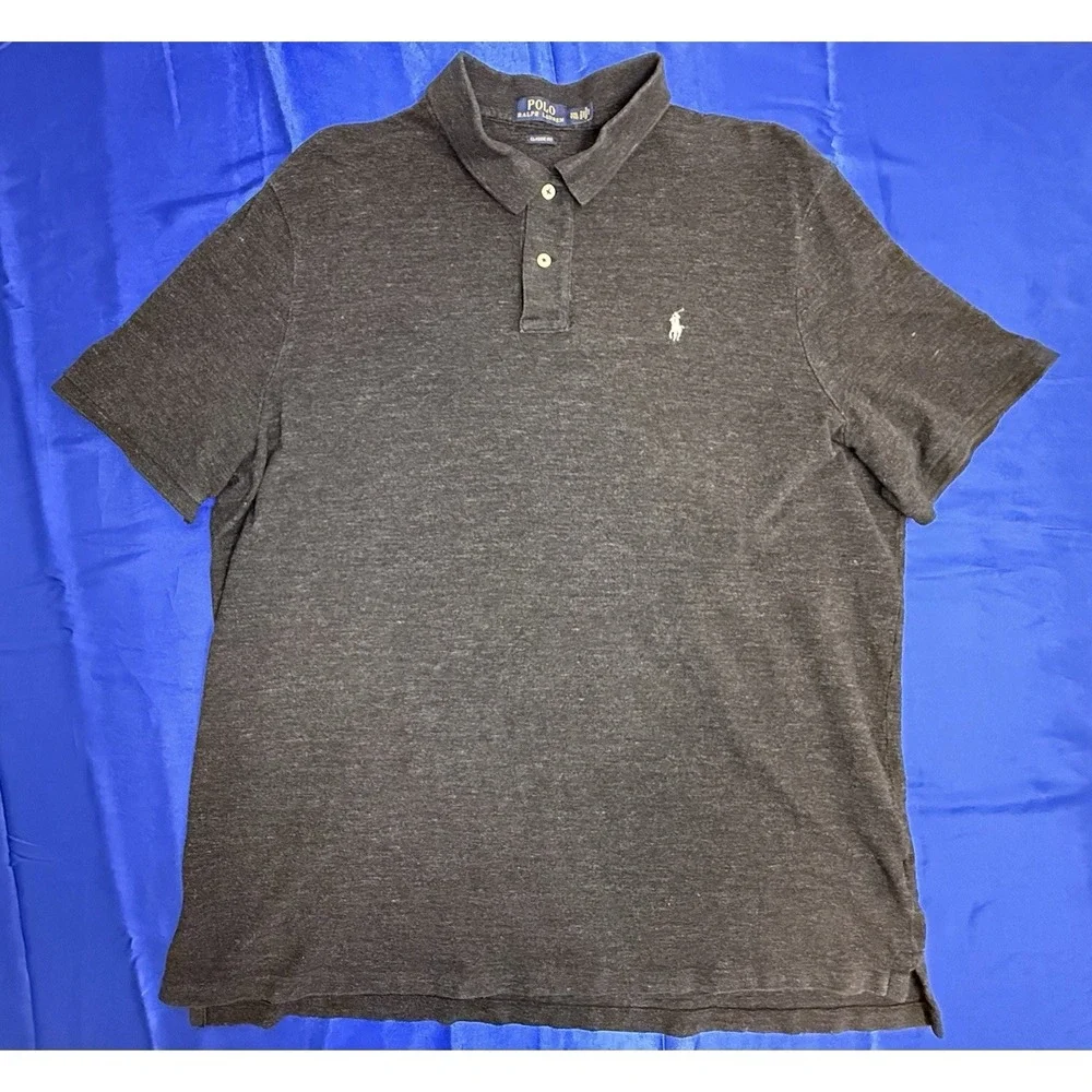 Polo Ralph Lauren Men's XXL Classic Fit Charcoal Gray Short Sleeve Polo